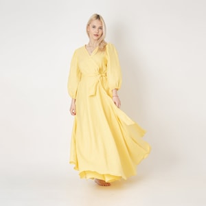 Linen Wedding Dress/Linen Wrap Dress/Linen Summer Dress/Vintage Inspired Dress/Romantic Linen Dress/Boho Linen Dress/Slow Fashion/FC1106