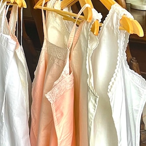 Vintage French Handmade Linen and Cotton Camisoles, Slip Dresses and Sundresses