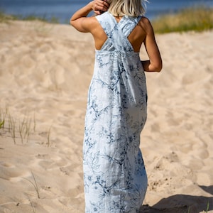 Long Linen Dress for Her, Natural loose Summer Clothing, Sleeveless Lightweight Maxi Clothing for Summer, Spring and Fall Gift For Her