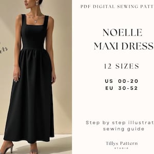 Square Neck Dress Sewing Pattern| Maxi Dress Pattern| Cottage core Dress| Open Back Dress Pattern| Plus Size Sewing Pattern| US 0-20