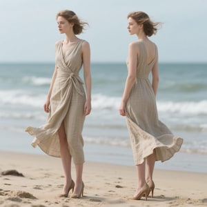 Womens Wrap Linen Dress Sleevless Linen Dress Back V-shaped Dress Fashion V neck Dress Summer Elegant Midi Dress Handmade Customized Dress